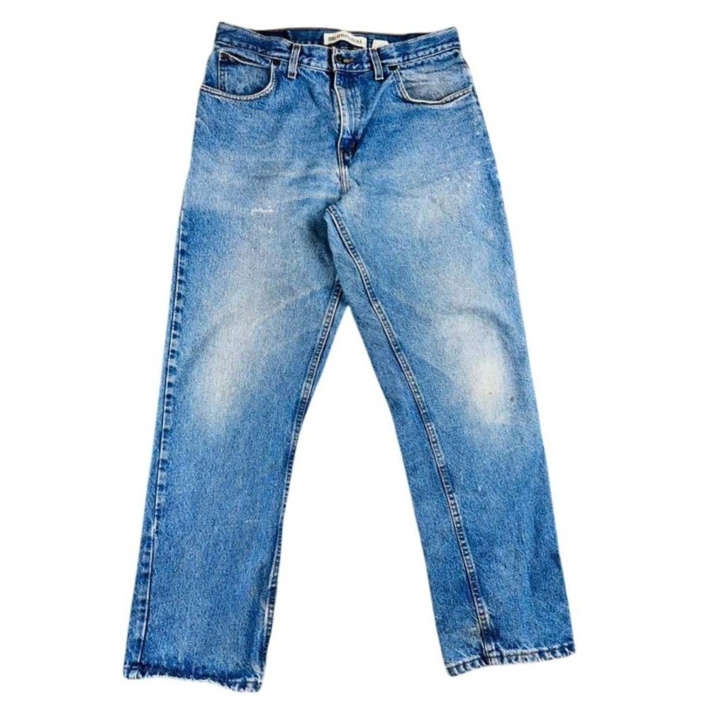 Faded Glory Jeans Men 34x32 Blue Original Fit 100% Cotton Straight Leg Distress